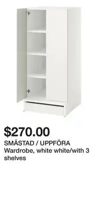 IKEA SMÅSTAD / UPPFÖRA Wardrobe, white white/with 3 shelves offer