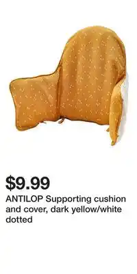 IKEA ANTILOP Supporting cushion and cover, dark yellow/white dotted offer