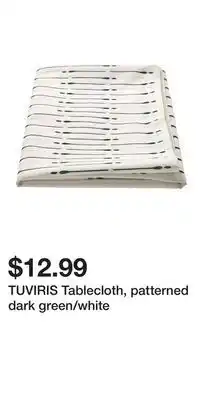 IKEA TUVIRIS Tablecloth, patterned dark green/white offer