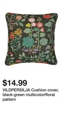 IKEA VILDPERSILJA Cushion cover, black-green multicolor/floral pattern offer