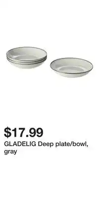 IKEA GLADELIG Deep plate/bowl, gray offer