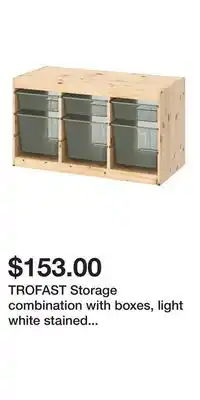 IKEA TROFAST Storage combination with boxes, light white stained pine/light green-gray offer