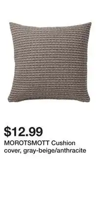 IKEA MOROTSMOTT Cushion cover, gray-beige/anthracite offer