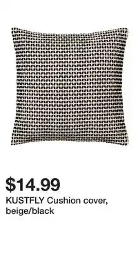 IKEA KUSTFLY Cushion cover, beige/black offer