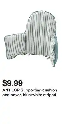 IKEA ANTILOP Supporting cushion and cover, blue/white striped offer