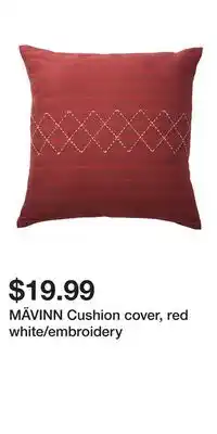 IKEA MÄVINN Cushion cover, red white/embroidery offer