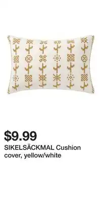 IKEA SIKELSÄCKMAL Cushion cover, yellow/white offer