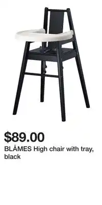 IKEA BLÅMES High chair with tray, black offer