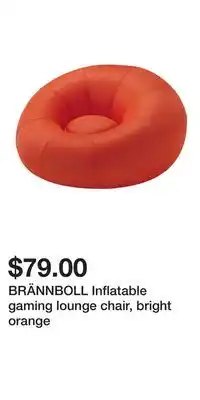 IKEA BRÄNNBOLL Inflatable gaming lounge chair, bright orange offer