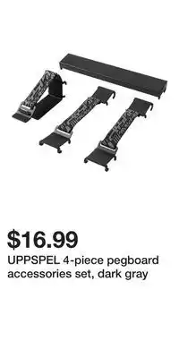 IKEA UPPSPEL 4-piece pegboard accessories set, dark gray offer