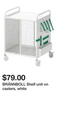 IKEA BRÄNNBOLL Shelf unit on casters, white offer