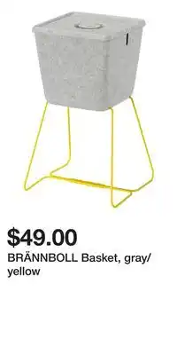 IKEA BRÄNNBOLL Basket, gray/yellow offer