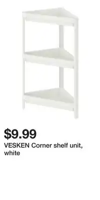 IKEA VESKEN Corner shelf unit, white offer