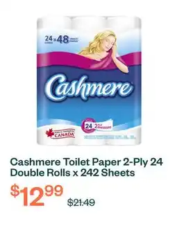 Voilà Cashmere Toilet Paper 2-Ply 24 Double Rolls x 242 Sheets offer