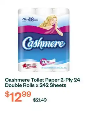 Voilà Cashmere Toilet Paper 2-Ply 24 Double Rolls x 242 Sheets offer