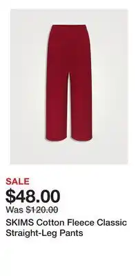 Holt Renfrew SKIMS Cotton Fleece Classic Straight-Leg Pants offer