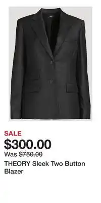 Holt Renfrew THEORY Sleek Two Button Blazer offer