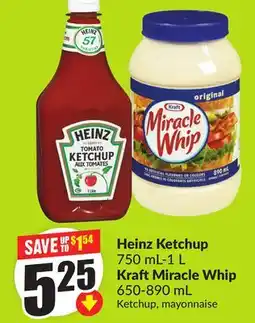 FreshCo Heinz Ketchup 750 mL-1 L Kraft Miracle Whip 650-890 mL offer