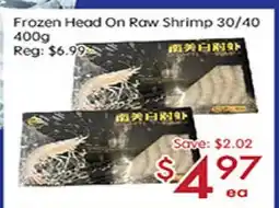 Sunny Food Mart Frozen Head On Raw Shrimp 30/40 offer