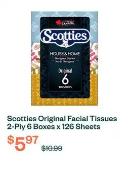 Voilà Scotties Original Facial Tissues 2-Ply 6 Boxes x 126 Sheets offer