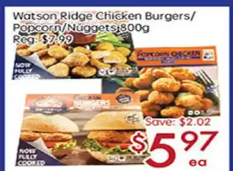 Sunny Food Mart Watson Ridge Chicken Burgers/Popcorn/Nuggets offer