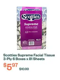 Voilà Scotties Supreme Facial Tissue 3-Ply 6 Boxes x 81 Sheets offer