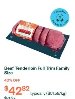 Voilà Beef Tenderloin Full Trim Family Size offer