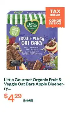 Voilà Little Gourmet Organic Fruit & Veggie Oat Bars Apple Blueberry Spinach 90 g offer