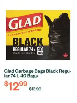 Voilà Glad Garbage Bags Black Regular 74 L 40 Bags offer