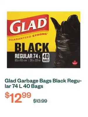 Voilà Glad Garbage Bags Black Regular 74 L 40 Bags offer