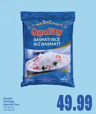 Wholesale Club HERITAGE BASMATI RICE, 18.18 kg offer