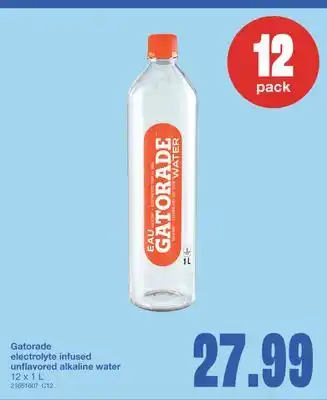 Wholesale Club GATORADE ELECTROLYTE INFUSED UNFLAVORED ALKALINE WATER, 12 x 1 L offer