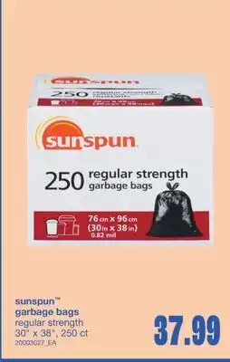 Wholesale Club SUNSPUN GARBAGE BAGS, 30x30, 250 ct offer