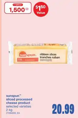 Wholesale Club SUNSPUN SLICED PROCESSED CHEESE PRODUCT 2 kg offer