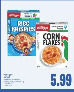 Wholesale Club KELLOGG'S CEREAL, 450-650 g offer