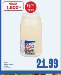 Wholesale Club KRAFT MIRACLE WHIP, 3.78 L offer