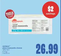 Wholesale Club SUNSPUN PIZZA MOZZARELLA CHEESE, 18% M.F. 2.4 kg offer