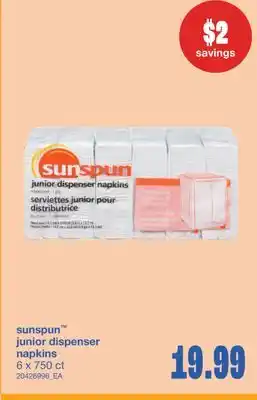 Wholesale Club SUNSPUN JUNIOR DISPENSER NAPKINS, 6 x 750 ct offer