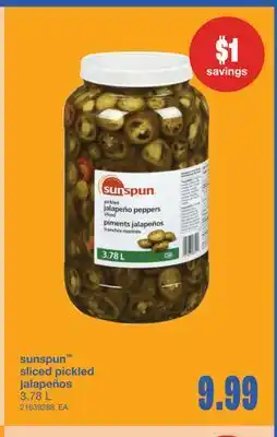 Wholesale Club SUNSPUN SLICED PICKLED JALAPEÑOS 3.78 L offer