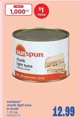 Wholesale Club CHUNK LIGHT TUNA IN BROTH, 1.25 KG offer