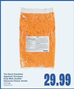 Wholesale Club THE GREAT CANADIAN APPETIZER COMPANY EASY MELT CHEDDAR FLAVOURED CHEESE SHREDS, 2.27 kg offer