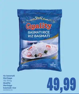 Wholesale Club QUALITY HERITAGE BASMATI RICE, 18,18 KG offer