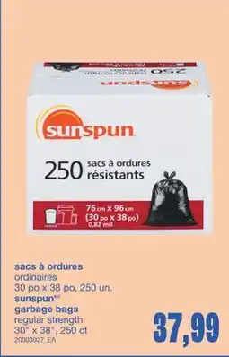 Wholesale Club SUNSPUN GARBAGE BAGS, 30 x 38, 250 ct offer