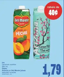 Wholesale Club OASIS, ARIZONA OR DEL MONTE JUICES, 960 ML offer