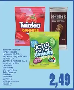 Wholesale Club HERSHEY'S FAMILY SIZE CHOCOLATE BAR, JOLLY RANCHER CANDY OR TWIZZLERS GUMMIES offer