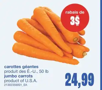 Wholesale Club JUMBO CARROTS, 50 lb offer