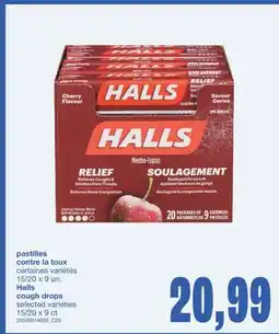 Wholesale Club HALLS COUGH DROPS, 15/20 X 9 UN. HALLS offer