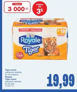 Wholesale Club ROYALE TIGER TOWEL, 6=18 rolls offer