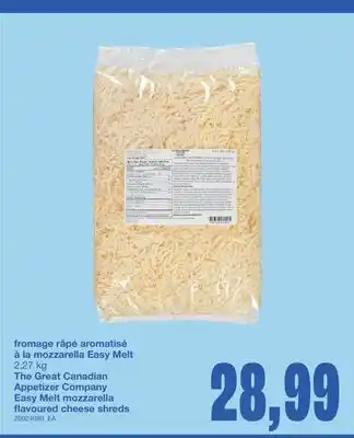 Wholesale Club THE GREAT CANADIAN APPETIZER COMPANY EASY MELT MOZZARELLA FLAVOURED CHEESE SHREDS, 2.27 KG offer