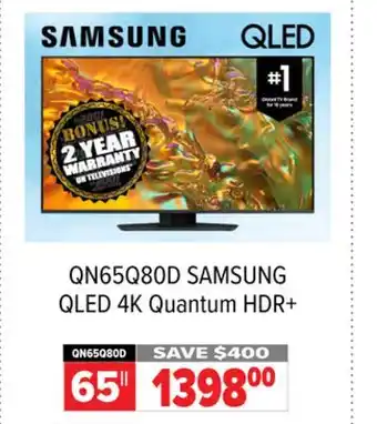 2001 Audio Video QN65Q80D SAMSUNG QLED 4K Quantum HDR+ 65 offer